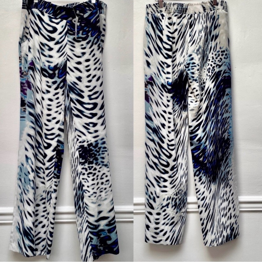bebe Black and White Animal Print Flare Pants